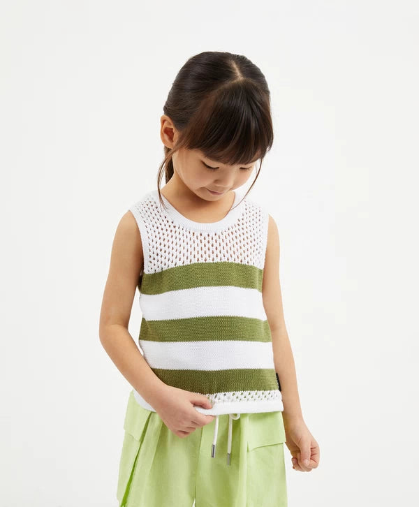 Gulliver Green Striped Knitted Top for Girl Mini-Ecuador
