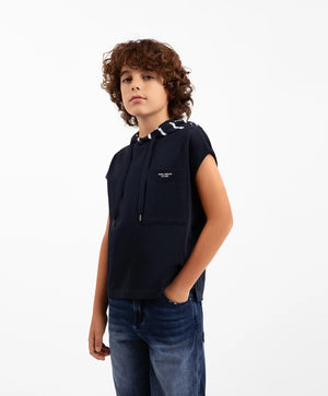 Gulliver Blue Hooded Tank Top for Boy Junior-Transit