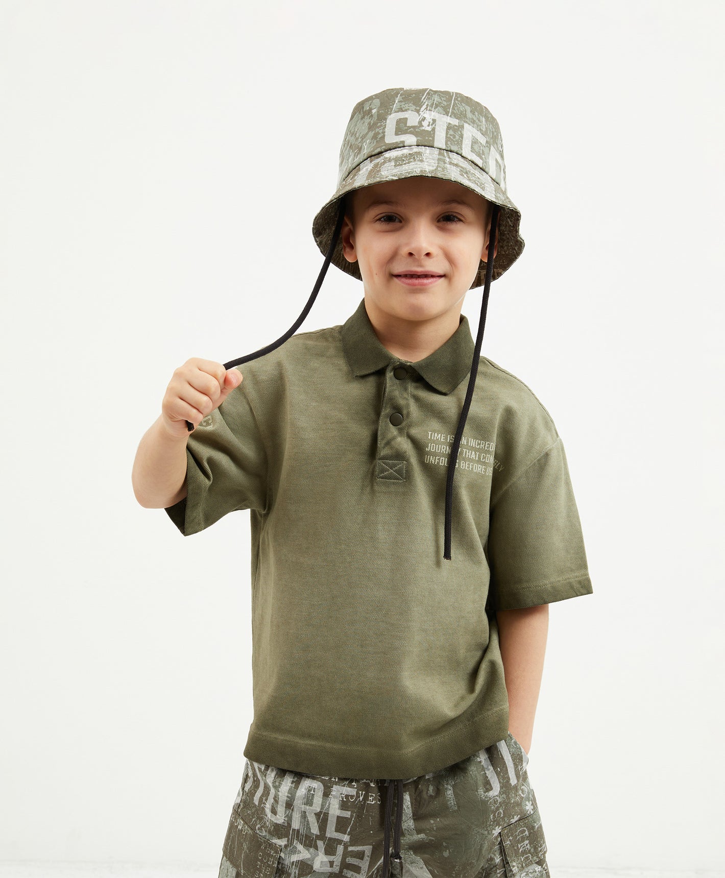 Gulliver Polo Shirt in Khaki with Trendy Uneven Dye for Boy Mini-Expedition