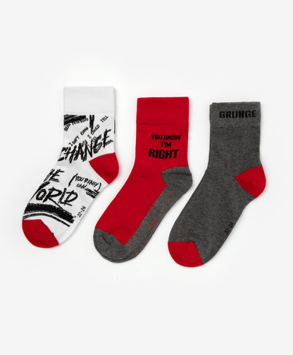 Gulliver White, gray, red Socks, set of 3 pairs for Girls