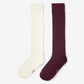 Gulliver Knee socks,  set of 2 pairs Milky color, burgundy for Girls - Monet
