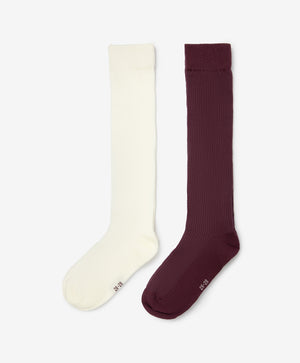 Gulliver Knee socks,  set of 2 pairs Milky color, burgundy for Girls - Monet