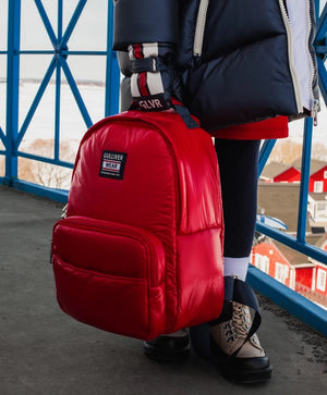 Gulliver Red Glossy Backpack for Girls Stylish & Functional