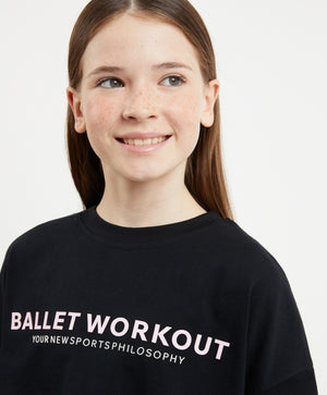 GulliverBlack Oversized Cropped Short Sleeve T-shirt for Girl Junior-Ballet