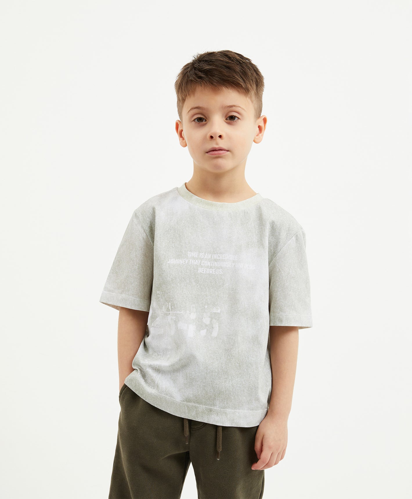 Gulliver Olive Short Sleeve T-Shirt for Boys with Print for Boy Mini-Expedition