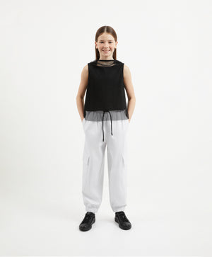 Gulliver White Jogger Pants with Elastic Waist for Girl Junior-Ballet