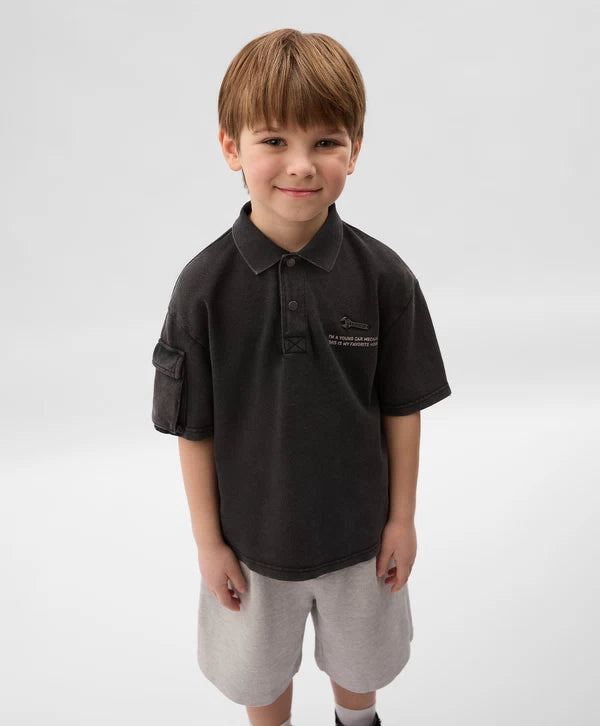Gulliver Gray Short Sleeve Polo for Boys - Mini