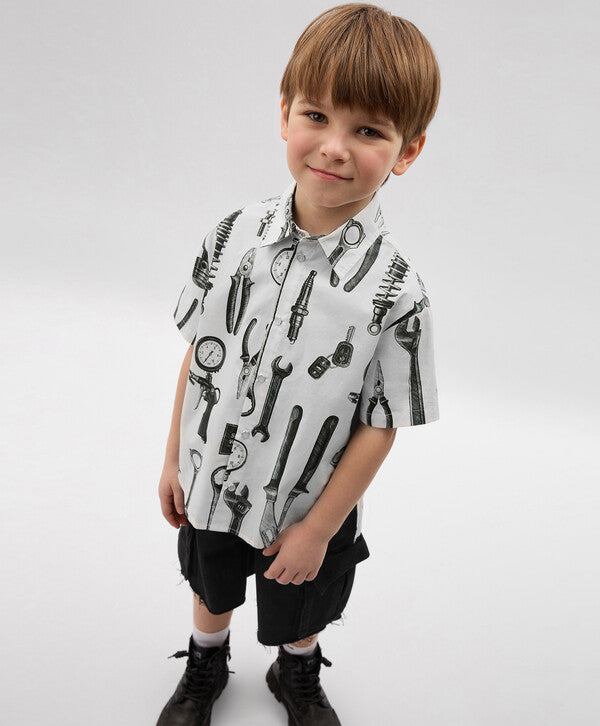 Gulliver White Short Sleeve Shirt for Boys - Mini