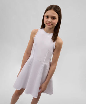 Gulliver White Short Sleeve Dress for Girls - Junior
