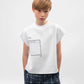 Gulliver White oversized tank top for boys with a print