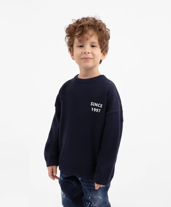 Gulliver Knitted Loose-Fit Jumper in Blue for Boys
