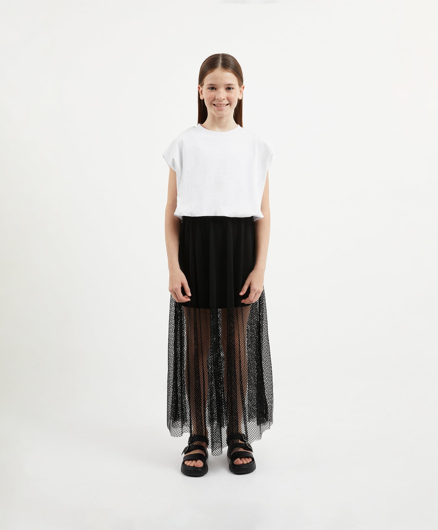 Gulliver Black Mid-Rise Maxi Mesh Skirt for Girl Junior-Ballet