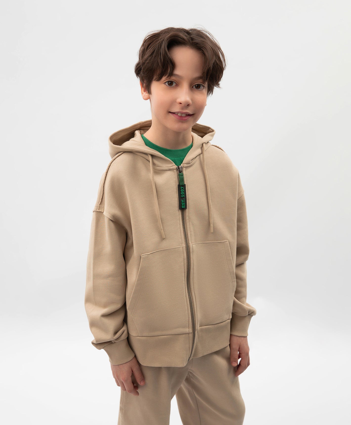 Gulliver Beige Hooded Sweatshirt With Zipper for Boys - Junior