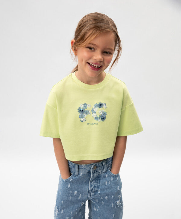Gulliver Light Green Short Sleeve T-Shirt for Girls - Mini