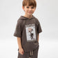 Gulliver Brown hooded T-shirt for boys in a relaxed oversized fit, made of organic cotton with a print