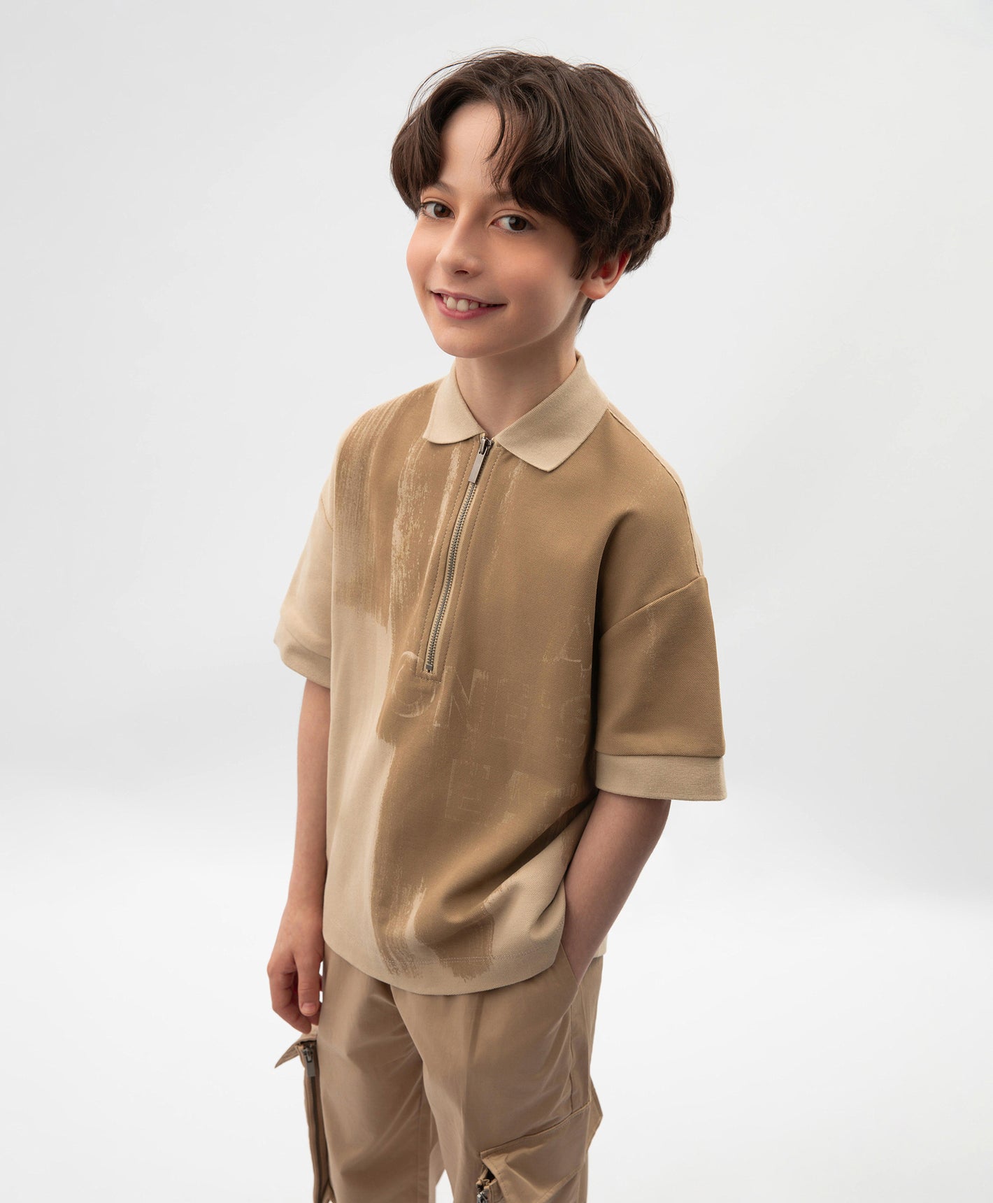Gulliver Beige Short Sleeve Polo for Boys - Junior