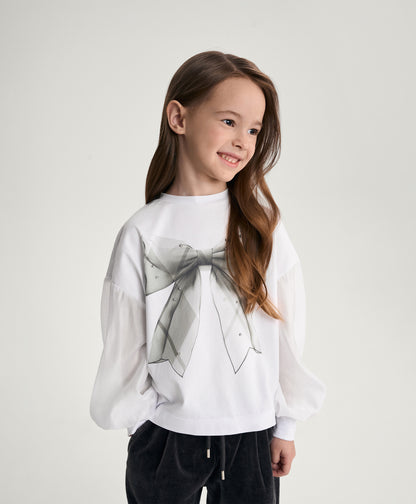 Gulliver Girls White Tencel Sleeve Top for Girl Mini-Gelato