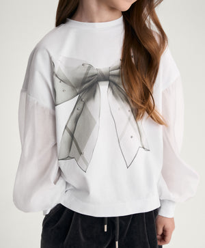 Gulliver Girls White Tencel Sleeve Top for Girl Mini-Gelato