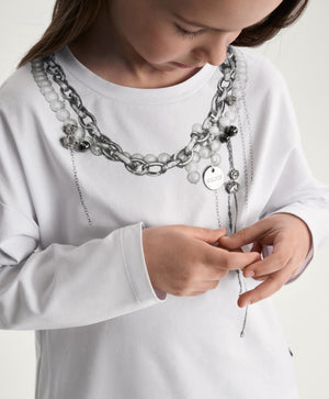 Gulliver White Crystal Print Long Sleeve Top for Girl Mini-Gelato