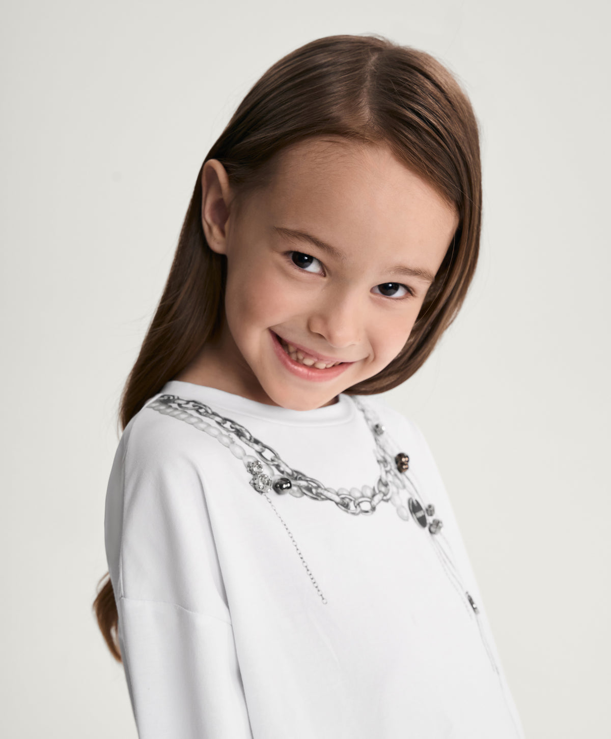 Gulliver White Crystal Print Long Sleeve Top for Girl Mini-Gelato