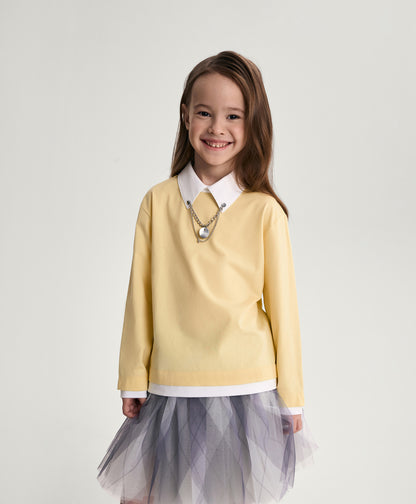 Gulliver Yellow Layered Blouse with Chains Gelato for Girl Mini-Gelato