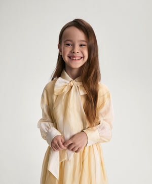 Gulliver Yellow Argyle Dress with Bow for Girl Mini-Gelato