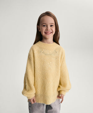 Gulliver Yellow Openwork Mohair Sweater with Sequins for Girl  Mini-Gelato