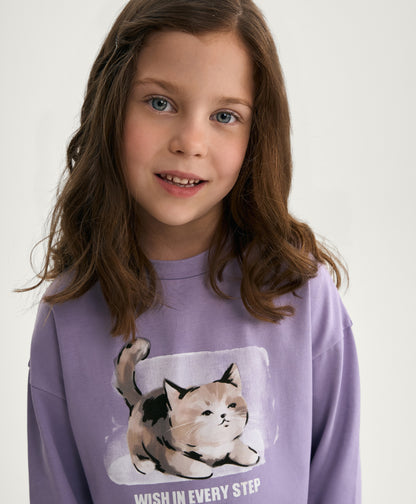 Gulliver Lilac Long sleeve T-shirt for Girl Mini-Maine Coon