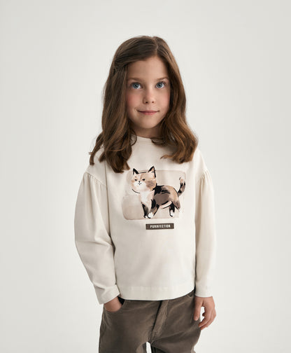 Gulliver Milky Color Long sleeve T-shirt for Girl Mini-Maine Coon