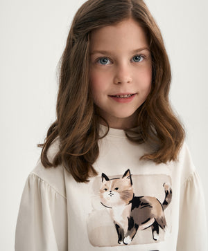 Gulliver Milky Color Long sleeve T-shirt for Girl Mini-Maine Coon