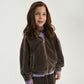 Gulliver Brown Velour Hoodie with Washed Effect for Girl Mini-Maine Coon
