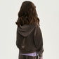 Gulliver Brown Velour Hoodie with Washed Effect for Girl Mini-Maine Coon