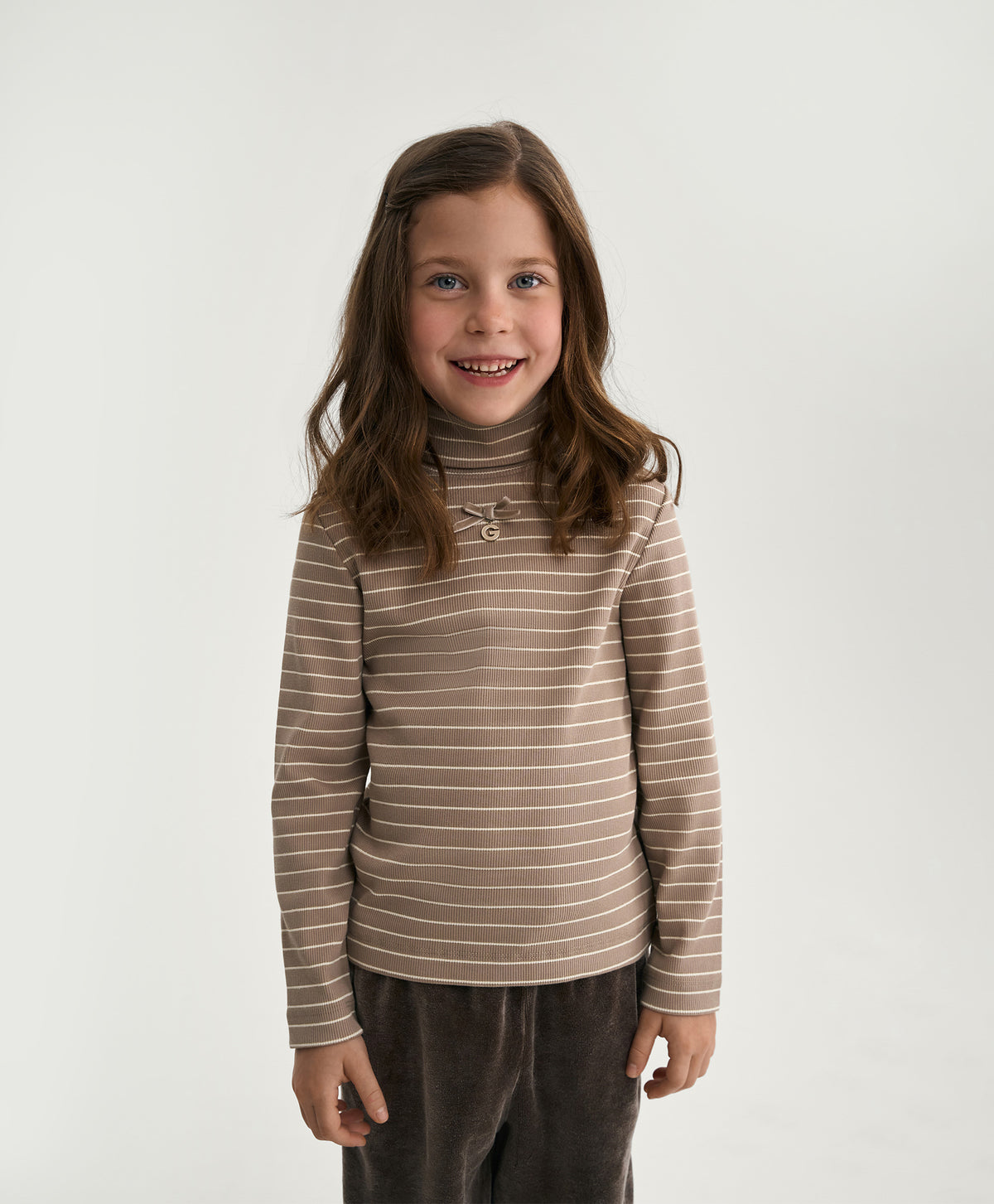 Gulliver Beige Striped Turtleneck with Lurex for Girl Mini-Maine Coon