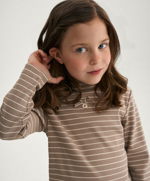Gulliver Beige Striped Turtleneck with Lurex for Girl Mini-Maine Coon