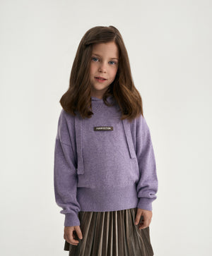 Gulliver Lilac Knitted Angora and Wool Hoodies for Girl Mini-Maine Coon
