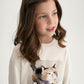 Gulliver Milk Long-Sleeve Fleece Dress with Mesh Skirt for Girl Mini-Maine Coon