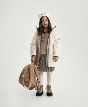 Gulliver Beige Pleated Velvet Skirt for Girl Mini-Maine Coon