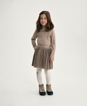 Gulliver Beige Pleated Velvet Skirt for Girl Mini-Maine Coon