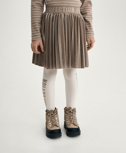 Gulliver Beige Pleated Velvet Skirt for Girl Mini-Maine Coon