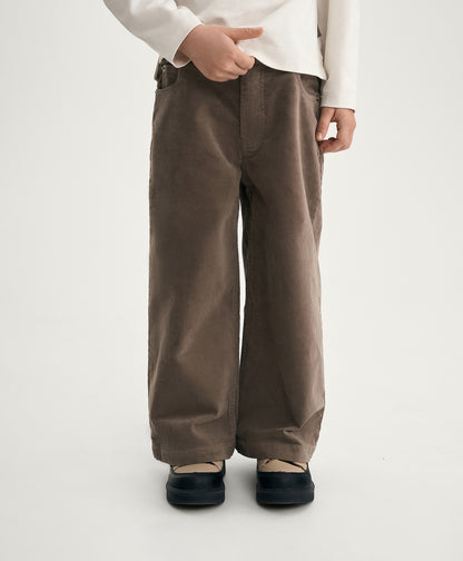 GulliverBeige Wide-Leg Velour Trousers for Girl Mini-Maine Coon