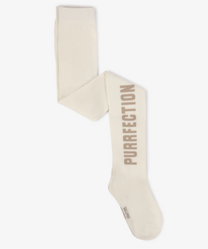 Gulliver Milk Cotton Tights with Jacquard Lettering for Girl Mini-Maine Coon