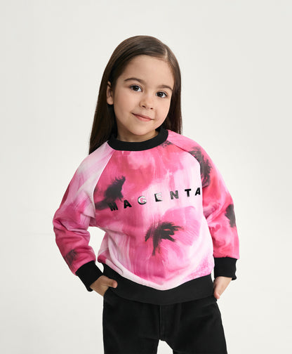 Gulliver Multicolor Sweatshirt with Watercolor Print for Girl Mini-Bubblegum