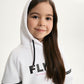 Gulliver White Hoodie with Print and Shoulder Cutouts for Girl Mini-Bubblegum
