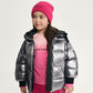 Gulliver Silver Metallic Quilted Jacket with Zip Slits for Girl Mini-Bubblegum