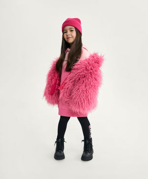Gulliver White and Pink Gradient Fleece Dress with Shoulder Cutouts for Girl Mini-Bubblegum