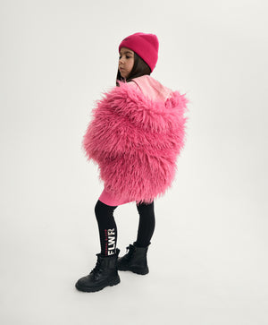 Gulliver White and Pink Gradient Fleece Dress with Shoulder Cutouts for Girl Mini-Bubblegum