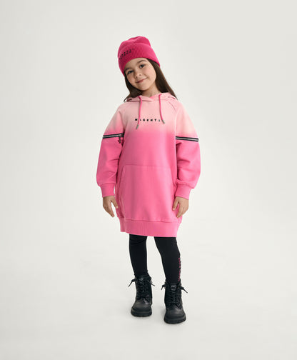 Gulliver White and Pink Gradient Fleece Dress with Shoulder Cutouts for Girl Mini-Bubblegum