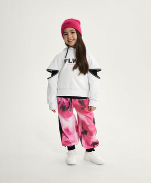 Gulliver Pink Jogger Pants with Floral Print and Side Stripes for Girl Mini-Bubblegum