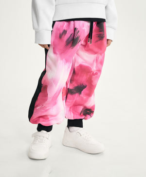 Gulliver Pink Jogger Pants with Floral Print and Side Stripes for Girl Mini-Bubblegum