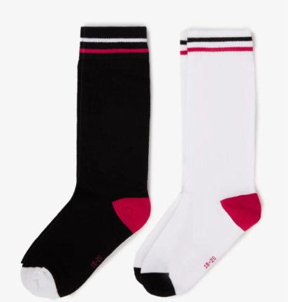 Gulliver Multicolor Knee-High Socks, 2-Pair Set for Girl-Mini- Bubblegum